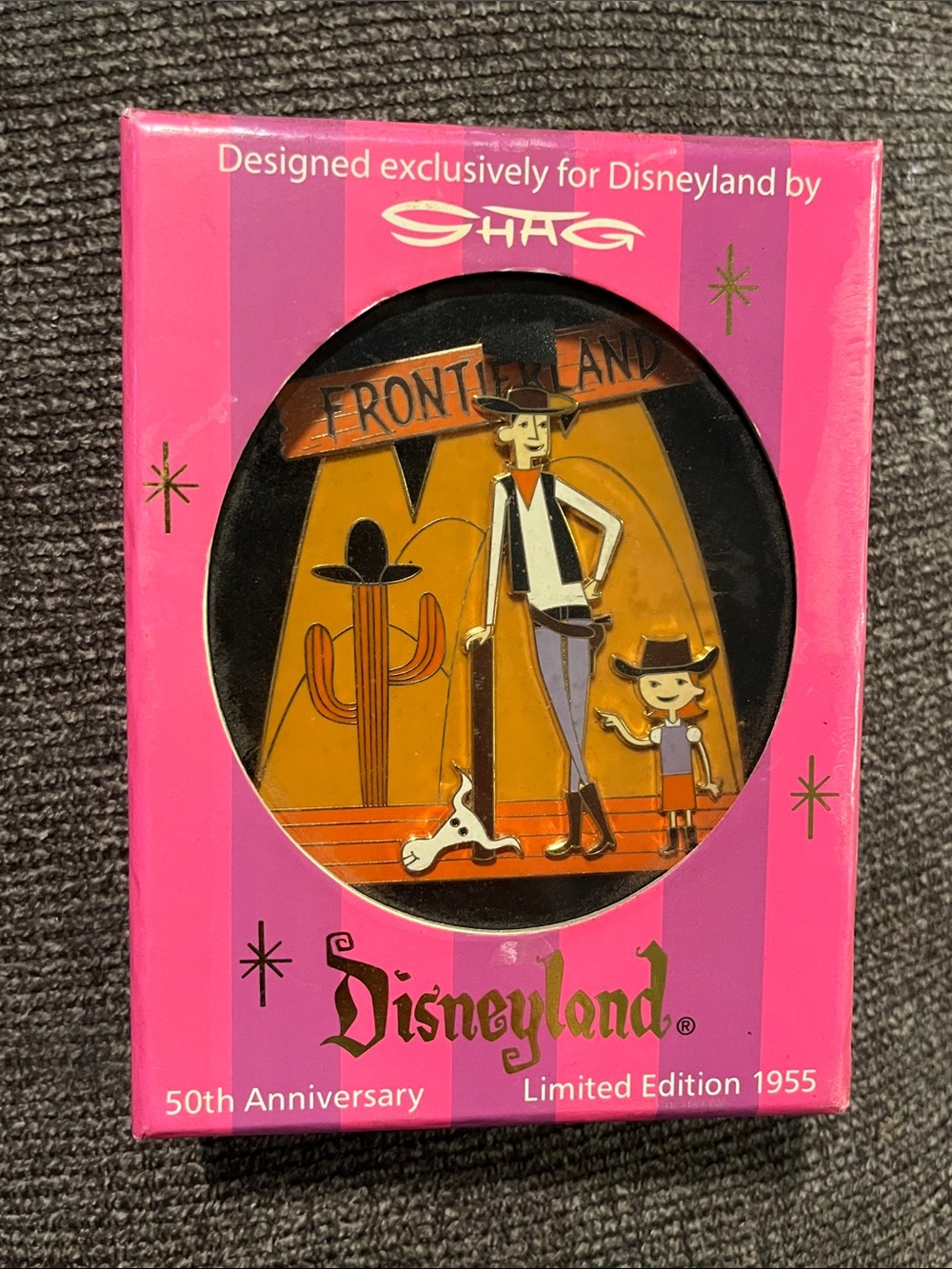 DISNEYLAND Shag Frontierland 50th anniversary jumbo pin 2005